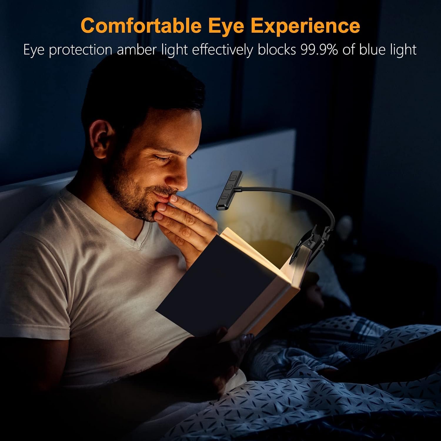 Rechargeable book light for reading in bed
